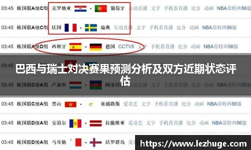 巴西与瑞士对决赛果预测分析及双方近期状态评估